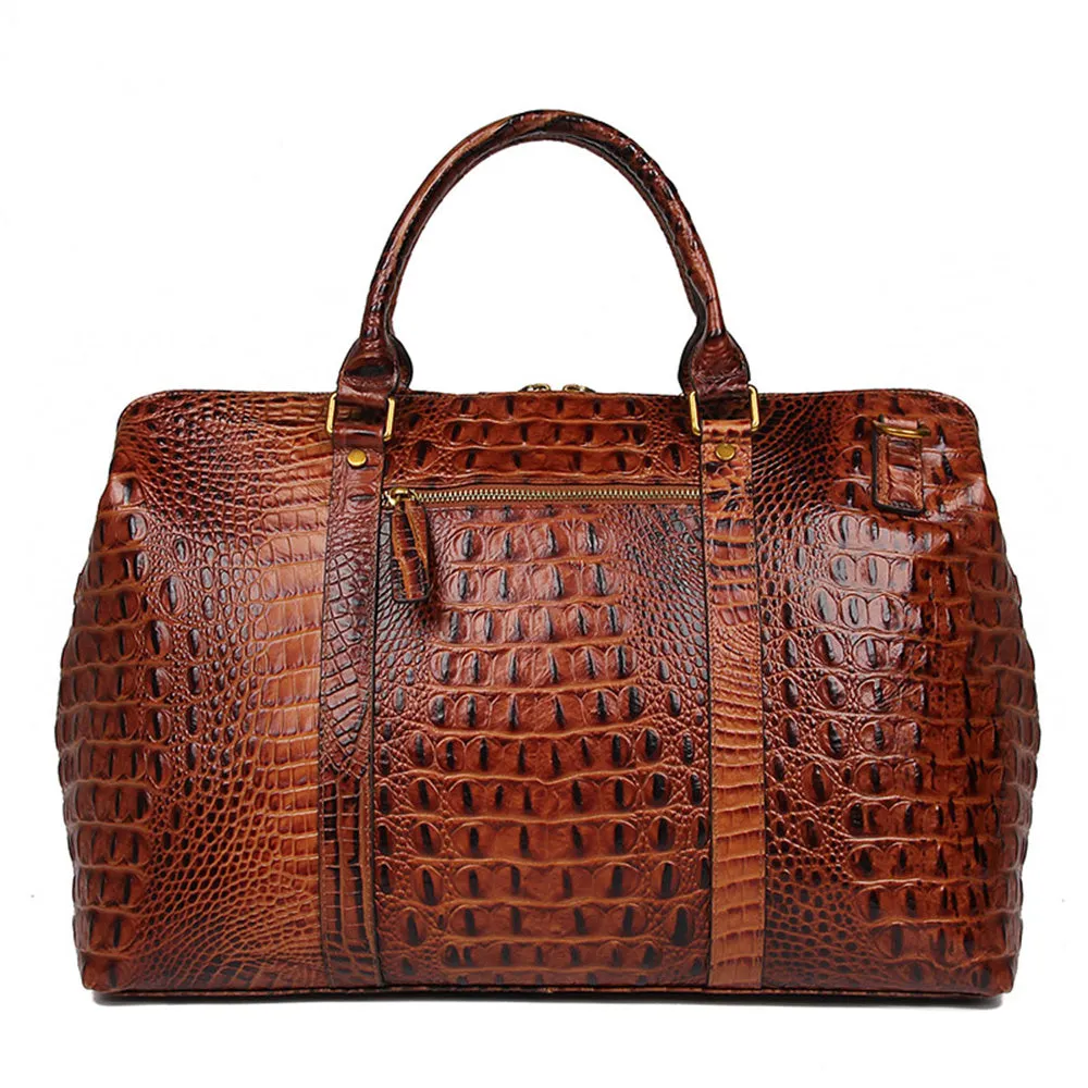 YAAGLE Unisex Crack Pattern Cow Leather Large Handbag YG6003B